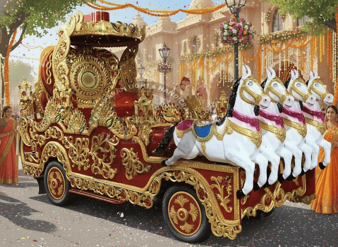Tiger Bahubali rath for royal wedding entry and grand Indian baraat procession.